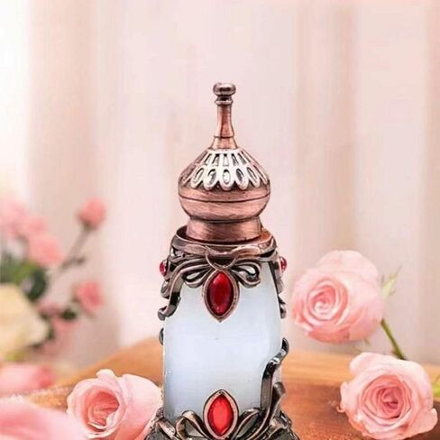 زجاجة عطر زجاجية عتيقة، موزع عطر زجاجة زيت عطري عتيق 12 مل مقاس 4.1 × 9.25 سم، زجاجة تزيين فارغة قابلة لإعادة الملء هدايا الزفاف (12 مل) in Saudi Arabia