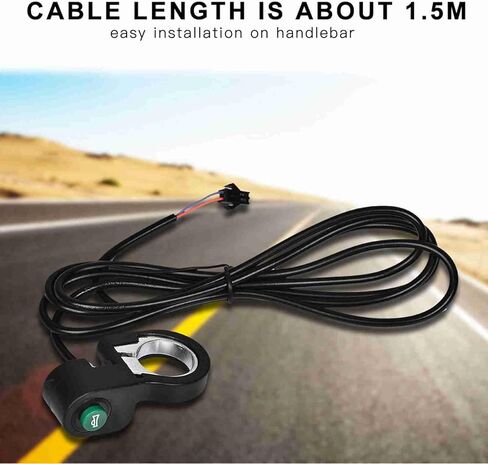 زر بوق الدراجة 22.5 ملم مع كابل 1.5 متر، زر تبديل بوق المقود البلاستيكي الذي يعمل باللمس للدراجات الكهربائية والدراجات الجبلية والدراجات البخارية، أسود، 1x1.4x2.6 بوصة in Kuwait