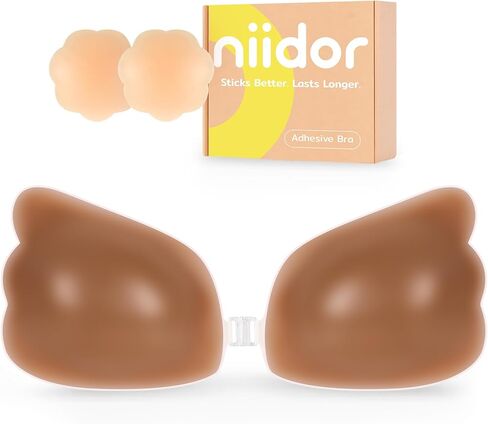 Niidor Strapless Bra, Sticky Bras Adhesive Bra Invisible Silicone Bra Stick On Bra for Backless Dress with Nipple Covers in Saudi Arabia