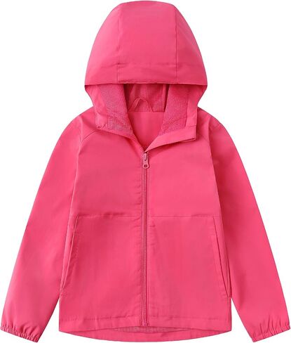 سترة مطر للفتيات الصغيرات سترة واقية مبطنة للأولاد معطف واق من المطر مقاوم للماء وخفيف الوزن ومسامي ومعاطف مطر من 4 إلى 15 عامًا in Kuwait