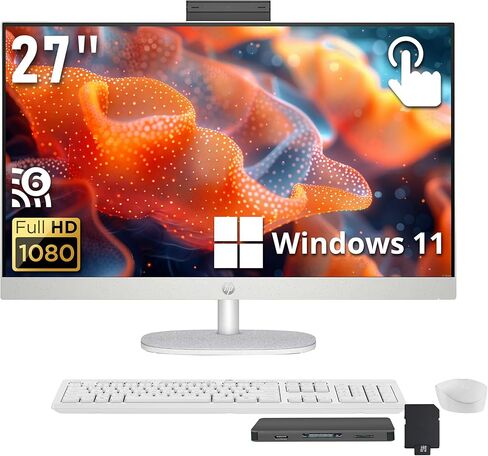 كمبيوتر مكتبي HP الكل في واحد مقاس 27 بوصة، شاشة لمس FHD، AMD Ryzen 5 7520U، ذاكرة الوصول العشوائي 16 جيجابايت، 1 تيرابايت SSD، رسومات AMD Radeon، مكبر صوت مدمج، Windows 11 Pro in Saudi Arabia