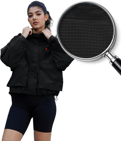 PESION Womens Waterproof Plaid Rain Jacket, Lightweight Windproof Outdoor Trench Coat Windbreaker with Removable Hood in Saudi Arabia