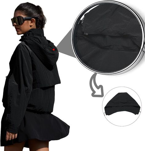 PESION Womens Waterproof Plaid Rain Jacket, Lightweight Windproof Outdoor Trench Coat Windbreaker with Removable Hood in Saudi Arabia