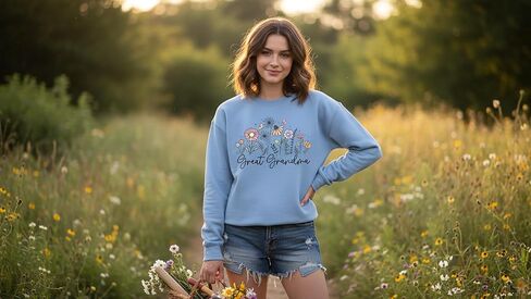 Great Grandma Sweatshirt Great Grandma Shirt Flowers Graphic Crewneck Long Sleeves For Women Men in Saudi Arabia