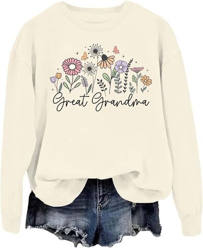 Great Grandma Sweatshirt Great Grandma Shirt Flowers Graphic Crewneck Long Sleeves For Women Men in Saudi Arabia