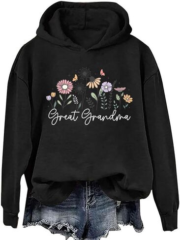 Great Grandma Sweatshirt Great Grandma Shirt Flowers Graphic Crewneck Long Sleeves For Women Men in Saudi Arabia