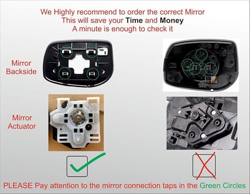 EAP Passenger Side Mirror Glass Compatible with Toyota Corolla 2008-2013 (Japan Built, VIN no. Starts with JTD), Heated, 8793112D60 8793112C40 in Saudi Arabia