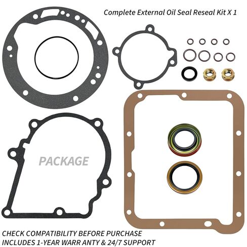 Complete External Oil Seal Reseal Kit for Ford C4 / C-4 Automatic Transmission (1968–1986) – Duraprene Neoprene Coated Pan Gasket, Pump & Tail Seals, Servo/Lever Seals, O-Rings + Lock Nuts in Saudi Arabia