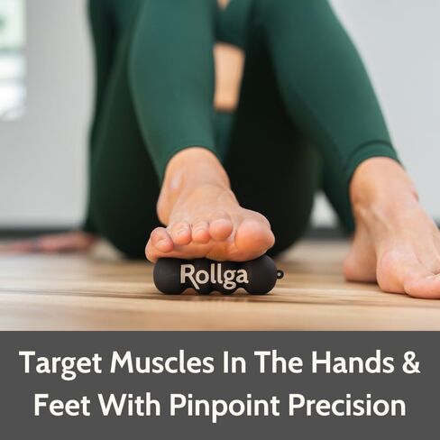 Rollga Micro Hand & Foot Roller for deep tissue massage and trigger point release, solid rubber, black color in Kuwait