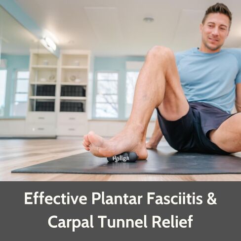 Rollga Micro Hand & Foot Roller for deep tissue massage and trigger point release, solid rubber, black color in Kuwait