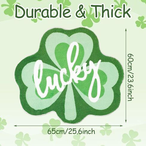 FEBSNOW St. Patrick Shamrock Bathroom Rug, Lucky Shamrocks Tufted Decorative Doormat Washable Kitchen Rugs, Ideal Comfort Nonslip Doormats Rug Shower Bedroom Decor Gift in Saudi Arabia