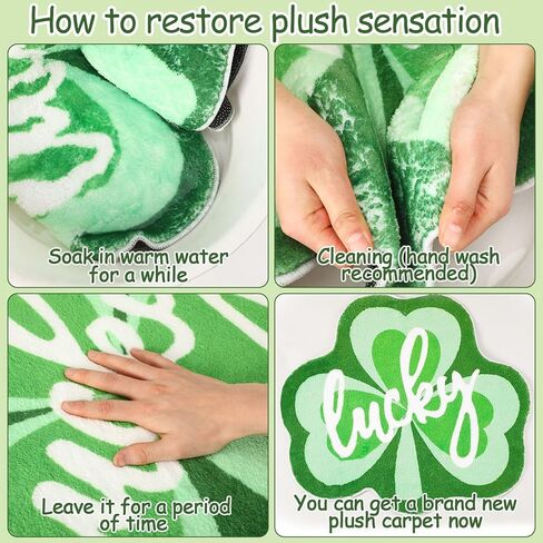 FEBSNOW St. Patrick Shamrock Bathroom Rug, Lucky Shamrocks Tufted Decorative Doormat Washable Kitchen Rugs, Ideal Comfort Nonslip Doormats Rug Shower Bedroom Decor Gift in Saudi Arabia