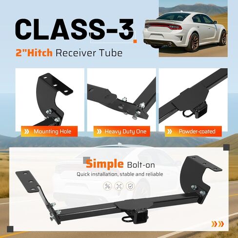 Class 3 Rear Trailer Hitch, 2 Inch Receiver Compatible with 2011-2023 Dodge Charger Challenger Compatible with 2015-2023 Chrysler 300 in Saudi Arabia