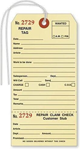 SmartSign Pack of 500 Sequentially Numbered Repair Tags with Attached String | 3.125" x 6.25" Manila Cardstock in Kuwait