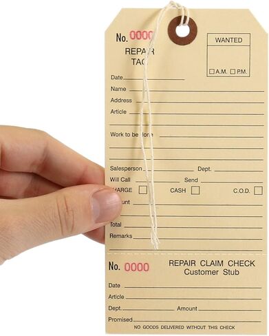 SmartSign Pack of 500 Sequentially Numbered Repair Tags with Attached String | 3.125" x 6.25" Manila Cardstock in Kuwait