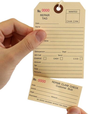 SmartSign Pack of 500 Sequentially Numbered Repair Tags with Attached String | 3.125" x 6.25" Manila Cardstock in Kuwait