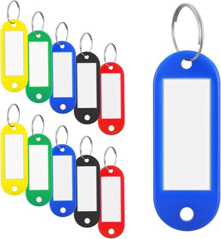 10 Pack Plastic Key Tags, 2.3in Key Ring Tags Tough Hexagon Keychain Tag with Labels Color-Coded Key Tag with Ring and Label Window Keychain Label Identifiers ID for Organization in Saudi Arabia