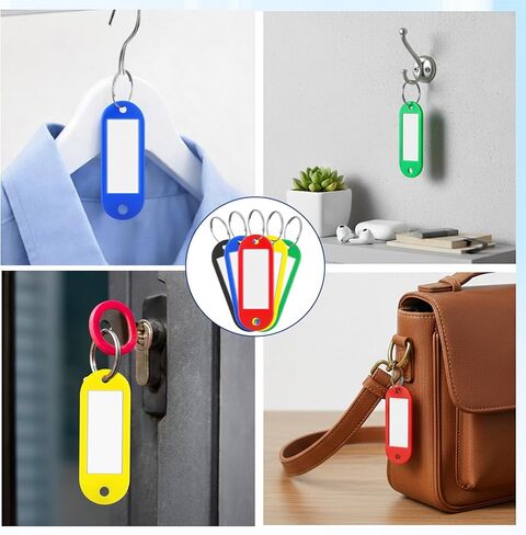 10 Pack Plastic Key Tags, 2.3in Key Ring Tags Tough Hexagon Keychain Tag with Labels Color-Coded Key Tag with Ring and Label Window Keychain Label Identifiers ID for Organization in Saudi Arabia