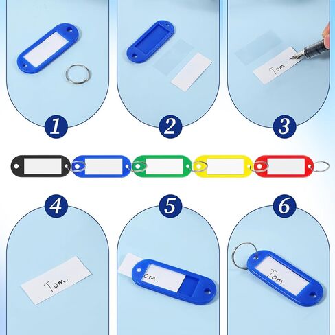 10 Pack Plastic Key Tags, 2.3in Key Ring Tags Tough Hexagon Keychain Tag with Labels Color-Coded Key Tag with Ring and Label Window Keychain Label Identifiers ID for Organization in Saudi Arabia