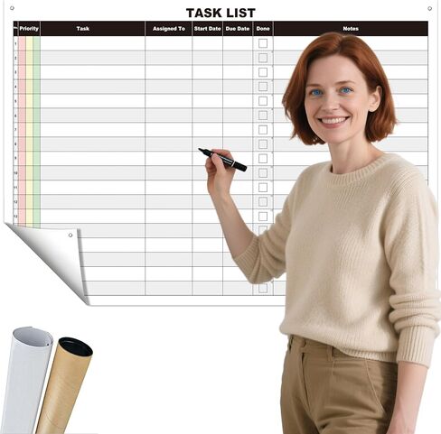 مخطط قائمة مهام المسح الجاف الكبير، مخطط جداري للمهام قابل للمسح مقاس 24 × 36 بوصة، ملصق لتعقب تعيينات الموظفين على لوحة بيضاء للمهام خفيفة الوزن للمكتب in Kuwait