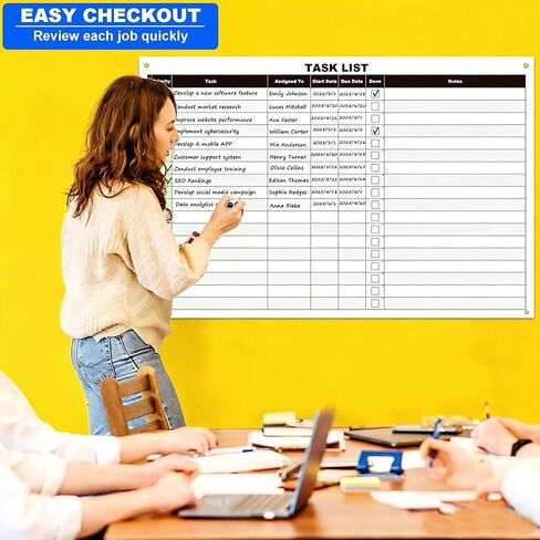 مخطط قائمة مهام المسح الجاف الكبير، مخطط جداري للمهام قابل للمسح مقاس 24 × 36 بوصة، ملصق لتعقب تعيينات الموظفين على لوحة بيضاء للمهام خفيفة الوزن للمكتب in Kuwait