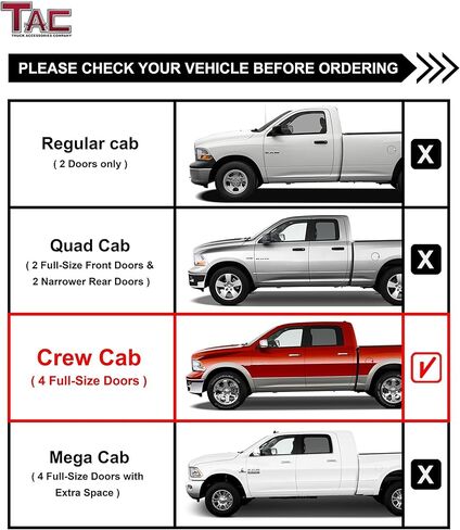 TAC Side Steps Compatible with 2009-2018 RAM1500 CrewCab | 2019-2024 RAM1500 Classic CrewCab | 2010-2026 RAM2500/3500/4500/5500 CrewCab Pickup Truck 3" Stainless Steel Running Boards 2Pcs in Saudi Arabia