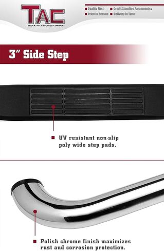 TAC Side Steps Compatible with 2009-2018 RAM1500 CrewCab | 2019-2024 RAM1500 Classic CrewCab | 2010-2026 RAM2500/3500/4500/5500 CrewCab Pickup Truck 3" Stainless Steel Running Boards 2Pcs in Saudi Arabia