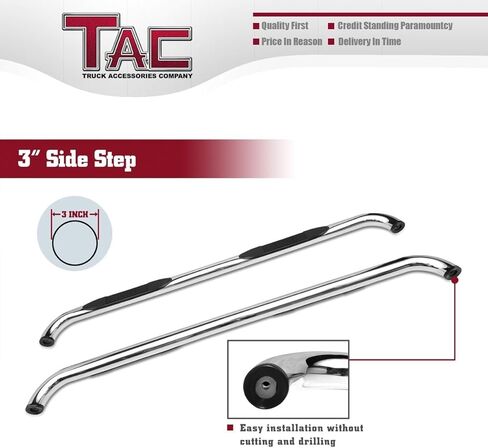 TAC Side Steps Compatible with 2009-2018 RAM1500 CrewCab | 2019-2024 RAM1500 Classic CrewCab | 2010-2026 RAM2500/3500/4500/5500 CrewCab Pickup Truck 3" Stainless Steel Running Boards 2Pcs in Saudi Arabia