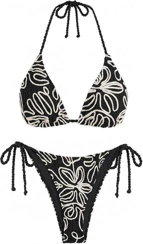 ZAFUL Crochet Triangle Bikini Halter Sting Bikinis Cute Cheeky Two Piece Swimsuit Sexy Bathing Suit for Women 2026 in Saudi Arabia