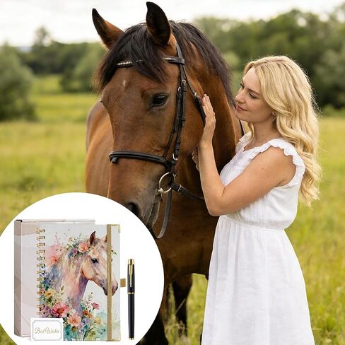 هدايا الحصان للنساء والفتيات مقاس A5 دفتر ملاحظات حلزوني 200 صفحة مقاس A5 مبطن بقلم لمحبي الخيول in Kuwait