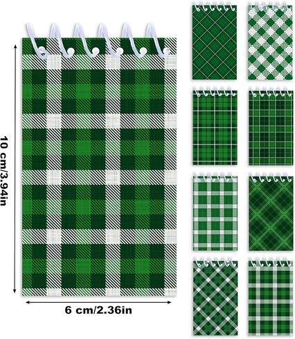 24Pcs St. Patrick's Day Mini Spiral Notebooks Green Plaid Mini Small Notepads DIY Crafts for St. Patrick's Theme Party School Office Rewards Favors Supplies in Saudi Arabia