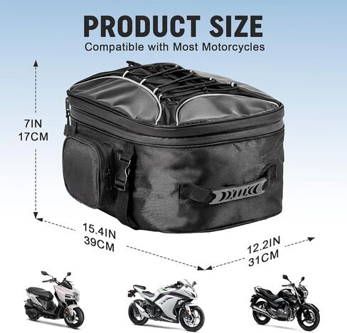 FOCHIER Motorcycle Tail Bag, Dual Use Motorcycle Rear Seat Bag with Waterproof Rain Cover, 23L-34L Expandable Motorbike Organizer Helmet Car Bag, Luggage Storage Holder Backpack in Kuwait
