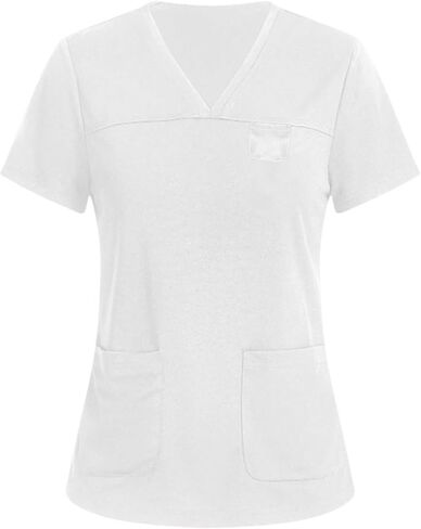 Short Sleeve V Neck Scrub Top for Women Professional Uniforms With Two Front Pockets Lightweight Fabric in Saudi Arabia