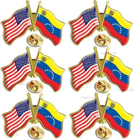 6/12/50/100Pcs American Venezuela Flag Pins Bulk Friendship Souvenir 1.5"- Metal America USA Venezuela Lapel Pin Brooch Badge for Men Women Clothes Bags Hats in Saudi Arabia