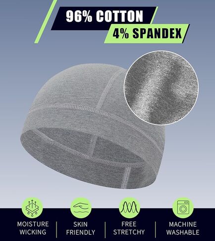 2 Pieces Cotton Skull Caps for Men Women Helmet Liner Breathable Sleep Hat Chemo Headwear Running Cap in Saudi Arabia