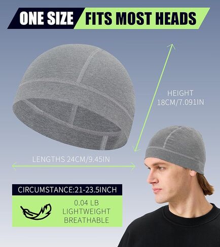2 Pieces Cotton Skull Caps for Men Women Helmet Liner Breathable Sleep Hat Chemo Headwear Running Cap in Saudi Arabia