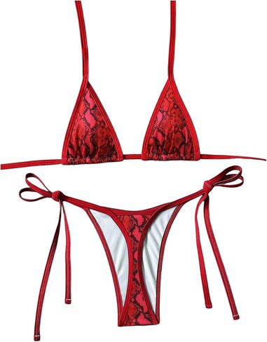 Verdusa Women's 2 Piece Animal Print Micro Halter Bikini Set String Swimsuit Vacation Outfits in Saudi Arabia