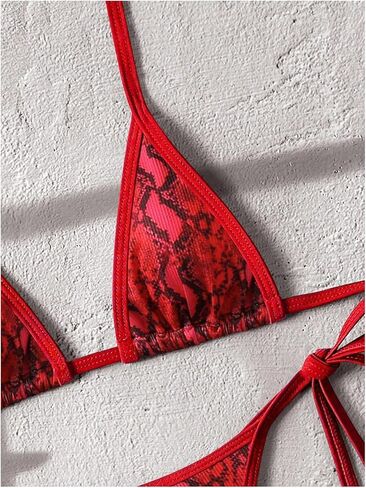 Verdusa Women's 2 Piece Animal Print Micro Halter Bikini Set String Swimsuit Vacation Outfits in Saudi Arabia