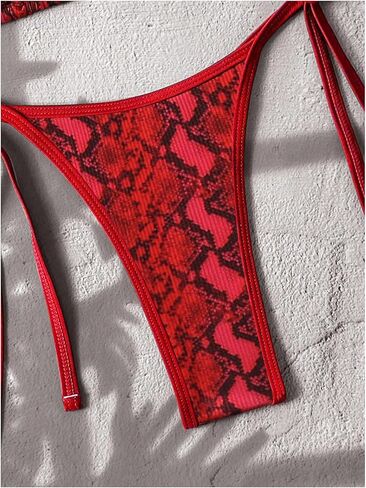 Verdusa Women's 2 Piece Animal Print Micro Halter Bikini Set String Swimsuit Vacation Outfits in Saudi Arabia