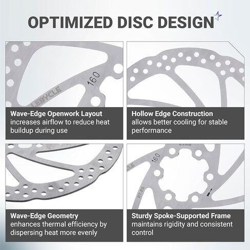BlueStars 160mm Disc Brake Rotor Stainless Steel Bike Disc Brake Rotor with 6 Bolts - Fit for Road Bike Mountain Bike MTB BMX in Saudi Arabia