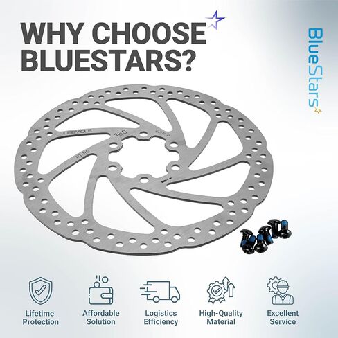 BlueStars 160mm Disc Brake Rotor Stainless Steel Bike Disc Brake Rotor with 6 Bolts - Fit for Road Bike Mountain Bike MTB BMX in Saudi Arabia