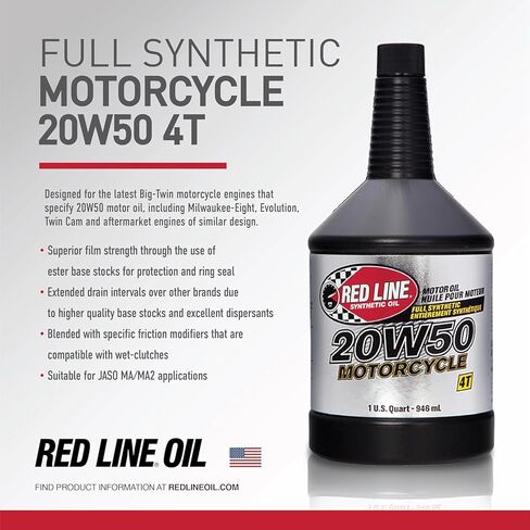 Red Line 42504 20W50 Motorcycle Oil Synthetic - 4 Quarts in Saudi Arabia