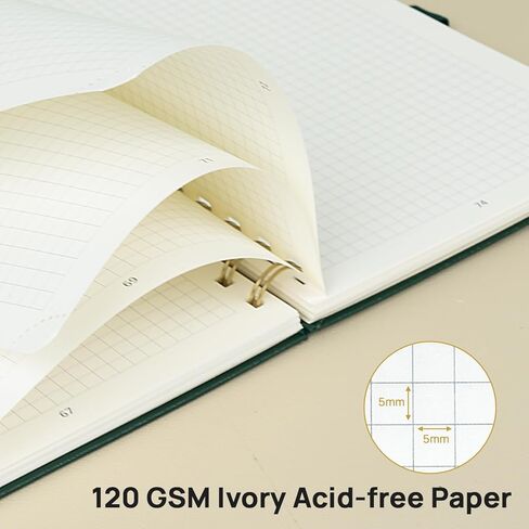 POPRUN Graph Paper Spiral Journal Notebook, [A5-5.75'' x 8.25''] - 120 GSM Thick Paper, 141 Numbered Pages, Grid Notebooks for Men & Women with Pocket, Index Tabs, 8 Perforated Sheets, Light Pink in Saudi Arabia