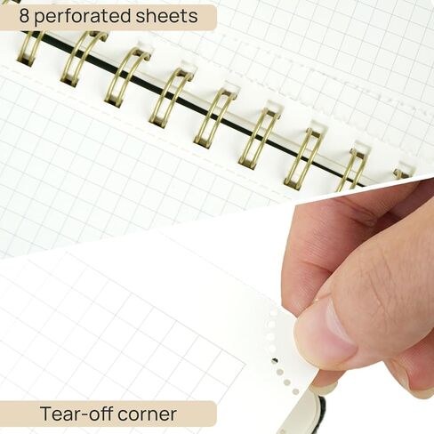 POPRUN Graph Paper Spiral Journal Notebook, [A5-5.75'' x 8.25''] - 120 GSM Thick Paper, 141 Numbered Pages, Grid Notebooks for Men & Women with Pocket, Index Tabs, 8 Perforated Sheets, Light Pink in Saudi Arabia