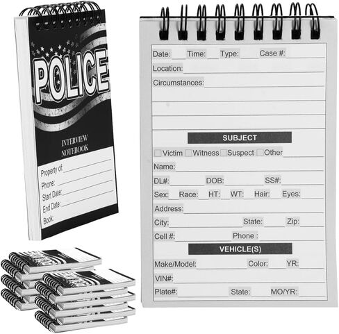 6 Pcs Public Safety Police Field Interview Notebook Report Notepad for Law Enforcement Officer Gifts Ticket Book Notebook Cop Interview Equipment Accessories, 70 Sheets/ 140 Pages(3.5x5 Inch) in Kuwait