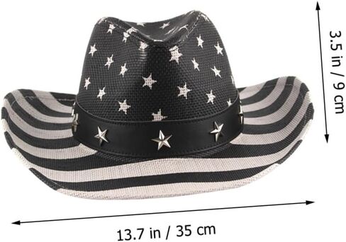 BESPORTBLE Patriotic Cowboy Hat Straw Sunshade Unisex 4th of July Hat for Men and Women Black in Saudi Arabia