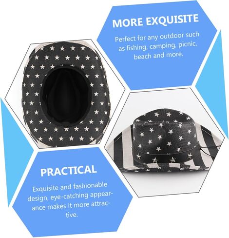 BESPORTBLE Patriotic Cowboy Hat Straw Sunshade Unisex 4th of July Hat for Men and Women Black in Saudi Arabia