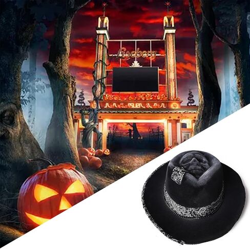 Trendy Halloween Skull Cowboy Hat Stylish and Distinctive Unisex Headpiece Fashionable and Punk Headwear Halloween Costume Cowboy Hat in Kuwait