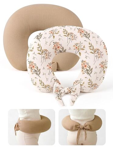 lulumoon Nursing Pillow Covers Muslin - Adjustable Strap Design for Different Body Types Caregiver - 2-Pack Stay Fixed Breastfeeding Pillow Slipcover in Kuwait