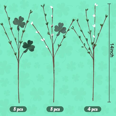 20 قطعة من زينة عيد القديس باتريك، قطع شامروك للديكور من سيقان الزهور الاصطناعية لقطعة مركزية لطاولة الحفلات in Kuwait